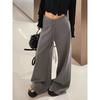 Calça Casual Larga com Cordão e Perna Larga Plus Size para Mulheres, Outono 2026 Cintura Alta Larga Fluida Casual Reta