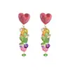 Brincos de Corrente com Pingente de Cristal Coração Agulha de Prata Frescos e Simples, Doces e Elegantes, Brincos de Tarraxa de Luxo Leve com um Design Único