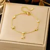 Pulseira de Joias da Moda Dourada Versátil Estilo Ins Luxo Leve Simples Nova Cor Sem Cor Pulseira de Aço Titânio Feminina Trevo de Quatro Folhas Transfronteiriça