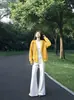 Chamarra sudadera con capucha color cúrcuma para mujer, nuevo cárdigan corto de principios de otoño 2026, top versátil y que estiliza estilo coreano