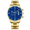 Reloj de Pulsera para Hombre con Cronógrafo de Esfera Grande, Cuarzo, Indicador de Fecha, Correa de Acero Inoxidable Negra, Reloj de Pulsera de Negocios