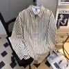 Camisa de rayas para hombre, de manga larga, holgada, casual, estampada, nueva de primavera y otoño, de alta calidad, con caída, libre de arrugas