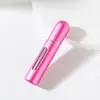 Botella dispensadora de perfume de 10 ml con recarga directa inferior, Botella rociadora autocebante, Botella de perfume de plástico con pulverizador y prensa de aluminio