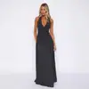 Roupas Femininas Estilo Europeu e Americano 2026 Verão Novo Sexy Decote V Alça no Pescoço Costas Nuas Fenda Vestido de Bolinhas