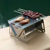 F^ Aço Inoxidável Estilo Camping Dobrável Fogareiro de Churrasco Doméstico Exterior Espetos de Carvão Churrasqueira Dobrável Portátil Sem Fumaça