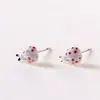 Pendientes Redondos Sweet Fit Cerámica Joyería Pequeña Pendientes de Mariquita Estudiante Adulto Mujer Pendientes de Bicho