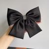 Estilo Coreano Satén Coreano Negro Moño Grande Pinza de Primavera Accesorio para el Cabello para Mujer Pedrería de Alta Gama Parte Posterior de la Cabeza Peinado Tocado