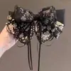 Pinza para el Cabello con Lazo de Malla Negra, Pinza de Tiburón Grande para la Parte Trasera de la Cabeza, Horquilla de Plumas, Nuevo Modelo 2026 para Mujer
