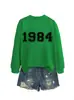 Amazon eBay sitio independiente casual simple cómodo mujer 1984 digital otoño e invierno nuevo cuello redondo manga larga sudadera