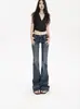 Jeans de Cintura Baja Estilo Yimengling para Mujer 2026 Nuevo Estilo Americano Azul Oscuro Diseño Chica Picante Pantalones Ligeramente Acampanados