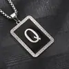 Colar Pingente Quadrado Preto com Gota de Óleo de 26 Letras Transfronteiriço Amazon Mais Vendido Pingente Distintivo de Liga Corrente de Suéter