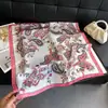 Pañuelo estampado estilo étnico de seda sintética, pañuelo cuadrado pequeño, chal de alta gama, pañuelo para el cuello con protección solar, pañuelo para la cabeza, bufanda para mujer