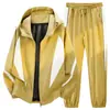 Conjunto Deportivo para Pareja Hombres Nuevo Primavera y Otoño Holgado Talla Grande Cárdigan Casual Chaqueta con Cuello Alto y Pantalones Conjunto de Dos Piezas