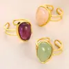 Anillo de piedra natural irregular Europa y Estados Unidos acero inoxidable chapado anti-decoloración oro de 18 quilates anillo de apertura femenino de alta calidad generación