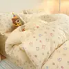 Juego de ropa de cama de cuatro piezas de algodón puro, juego de tres piezas totalmente de algodón para dormitorios de estudiantes, sábana individual y funda de edredón para uso doméstico