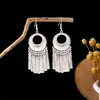 Pendientes estilo étnico borla largos minoría Miao pendientes de plata retro étnicos pendientes de viaje Miao mujer transfronterizos europeos y americanos