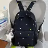 Mochila Bordada com Bolinhas Pastel Cor de Pêssego, Mochila Escolar Simples para Alunos do Ensino Fundamental, Mochila de Campus Leve e Fashion para Alunas do Ensino Médio