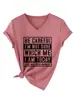 ¡Cuidado, NO soy un sitio independiente de Amazon Ebay de Moda Personalidad Camiseta de Manga Corta con Cuello en V para Mujer Comercio Exterior