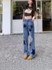 Jeans Rasgados para Mujer Invierno 2025 Cintura Alta Sueltos Adelgazantes Tallas Grandes Pantalones de Pierna Ancha Pantalones de Pierna Recta Pantalones Largos hasta el Suelo