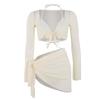 Traje de baño bikini transfronterizo para mujer, nuevo, de cuatro piezas, de alta gama, blanco, sexy, dividido, para vacaciones, aguas termales, traje de baño europeo y americano