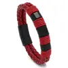 Pulsera tejida a mano con hilo de cera de estilo retro simple, hebilla magnética de aleación creativa, pulsera de cuero, joyería popular transfronteriza