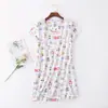 Nova Camisola de Manga Curta Estampada de Desenho Animado de Verão Estilo Coreano Tamanho Grande Roupas de Casa Algodão Tramado Pijama Fofo