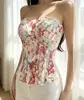 Corset de Renda Irregular com Dupla Camada e Espartilho, Estilo Corte, Leve, Item Mais Vendido da Fada das Flores
