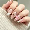 10 Peças Rosa Pêssego Pontas de Unha Usáveis com Bolinhas Francesas Adesivos de Unha Gradiente Blush Unhas Postiças Removíveis Transfronteiriças