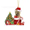 2023 Sombrero de Navidad Transfronterizo Decoraciones Navideñas para Perro Colgante Animal Plano Acrílico Colgante Decorativo Diseño de Escena