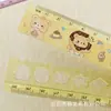 Regla Plegable Multifuncional de Dibujos Animados 30cm Regla de Plástico con Patrones Geométricos y Agujeros Ondulados para Dibujar