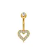 Anillo para ombligo de acero inoxidable con diseño de corazón de melocotón y circonita, con cierre de media luna lisa, joyería para piercing abdominal de mujer
