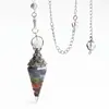 Collar amatista aguamarina grava colorida resina gema cono hexagonal péndulo espiritual cruzado Amazon joyería transfronteriza