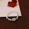 Anillo de Cristal Natural Elástico Moda Nacional Nuevo Diseño Chino Cuerda Elástica con Cuentas Anillo de Cristal Anillo de Temperamento Venta al por Mayor