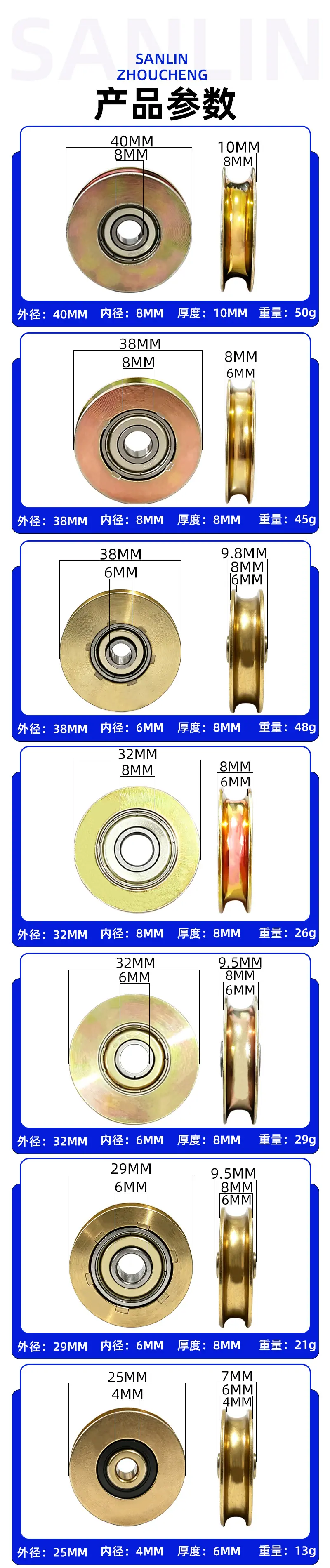 U型金属槽轮