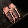 Zapatos Planos de Cuero Suave Estilo Francés para el Trabajo Versátiles Slip-On Puntera Cuadrada Zapatos de Ballet Rosa para la Noche Zapatos Individuales para Mujer