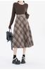 Saia Feminina Xadrez de Lã Solta com Cintura Elástica Estilo Coreano Outono/Inverno 2024 Nova Saia Midi Solta Linha A