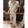 Camisa de Manga Corta a Rayas con Nudo Frontal para Hombres y Mujeres, Verano Holgada Resistente a las Arrugas Estilo Old Money Casual Cleanfit