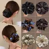 Ligas para el cabello estilo coreano, ligeras, con estampado de leopardo, elásticos para el cabello retro extragrandes, bandas elásticas para el cabello muy elásticas, scrunchies de moda para mujer