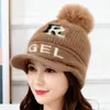 Gorro de Punto de Invierno para Mujer, Forrado de Felpa, Engrosado, Cálido, Protector de Orejas, Gorra tipo Pato, Gorro de Ciclismo Antifrío de Moda con Ala Ancha