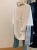 Camiseta de Manga Larga con Encaje Bordado Negro para Mujer 2026 Verano Nuevo Estilo Retro Americano Falso Dos Piezas Protector Solar
