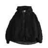 Sudadera con capucha de peso pesado talla grande para hombre, Otoño e Invierno, Terciopelo Engrosado, Color Sólido, Cárdigan Básico, Chaqueta, Marca de Moda
