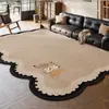 Tapete para Sala de Estar, Formato Irregular, Estilo Vintage Retrô Francês, Lavável, Limpável, Impermeável, Luxo Leve, Resistente a Manchas, Tapete de Piso Antiderrapante