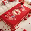 Mantel para Mesa de Centro de Boda, Mantel Rojo para Mesa de Comedor de Sala de Estar, Tela Decorativa Festiva para Compromisos y Recién Casados, Mantel para Mesa de Año Nuevo con Ambiente