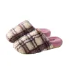 Pantuflas de Algodón para Mujer Otoño Invierno Moda Cuadros Interior Hogar Felpa Cálida Suela Suave Antideslizantes Pantuflas de Pareja Hombres Usan Afuera