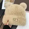 Adorable Gorro de Punto de Oso para Mujer en Otoño e Invierno, Pequeño Engrosado de Felpa, Circunferencia de Cabeza Grande, Cálido, Gorro de Lana para Cubrir la Cabeza