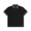 Camisa Polo Patchwork de Lapela Listrada Cleanfit Estilo Americano para Homens, Camiseta Preta de Manga Curta Cleanfit de Alto Padrão para o Verão