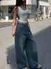Comercio exterior transfronterizo Amazon fuente de Europa y América al por mayor jeans rectos de pierna ancha con estampado de lunares redondos para mujer