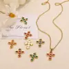 Estilo Lujo Ligero Colgante de Acero Inoxidable en Forma de Corazón y Cruz con Diseño Único y Esmalte, Collar y Pendientes DIY Versátiles y Elegantes