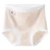Pantaletas Antibacterianas de 10A de Cintura Alta para Control de Abdomen de Algodón de Color Natural con Escudo, Entrepierna Extendida y Ensanchada, Ajustadas a la Cadera, Tallas Plus, Pantaletas de Alta Elasticidad para Mujer