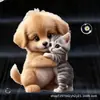 Nuevo Clip Portafresas Acrílico Plano Transfronterizo con Gatitos y Cachorros Abrazándose para Decoración de la Rejilla de Aire del Coche